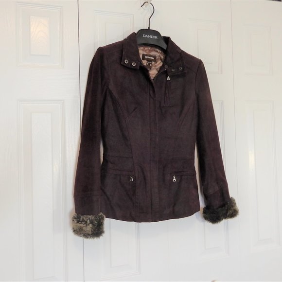 Danier deep purple Genuine Leather winter jacket in size 3XS - Picture 13 of 14